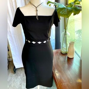Haute Monde little black dress with open slots